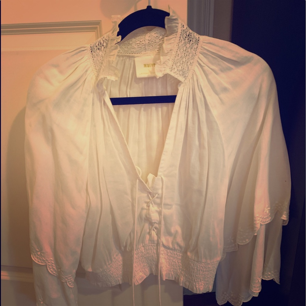 Maeve off white blouse by Anthropologie